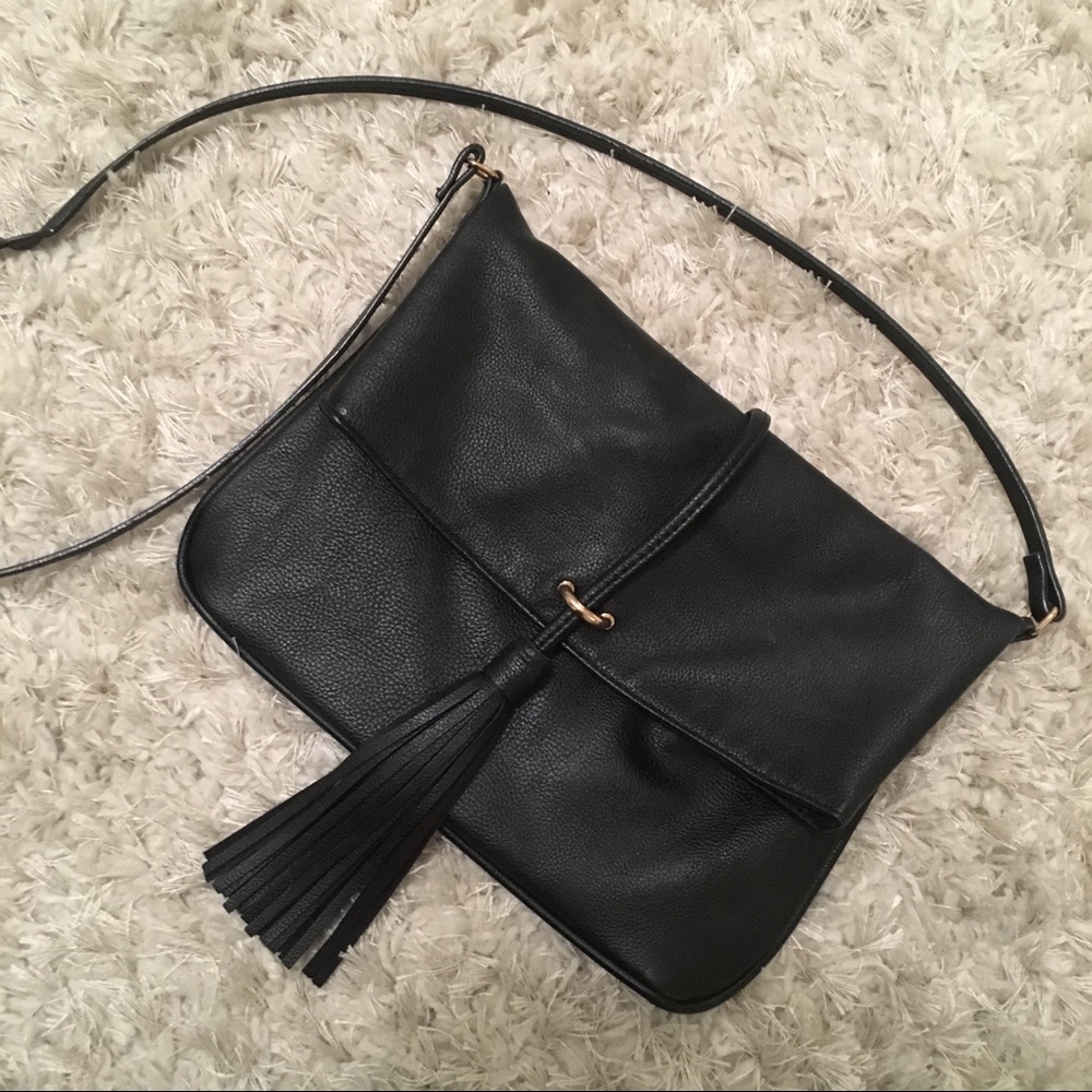 H&M Black Leather Fold Out Crossbody Bag